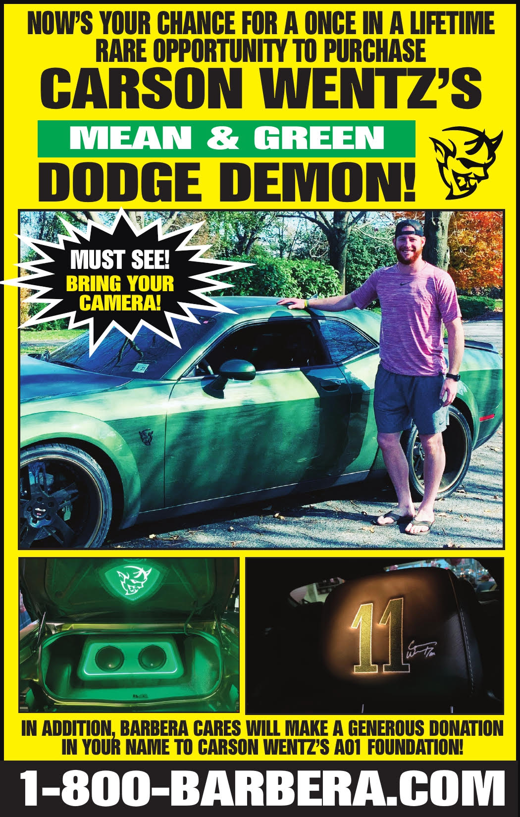 Gary Barbera Proudly Presents Carson Wentz 2018 Dodge Demon – It’s Mean and Of Course Green!